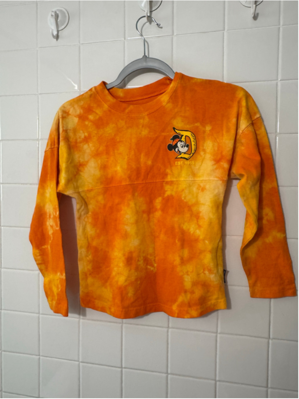 Disney Halloween Spirit Jersey Sweatshirt Size S Orange Tie-Dye